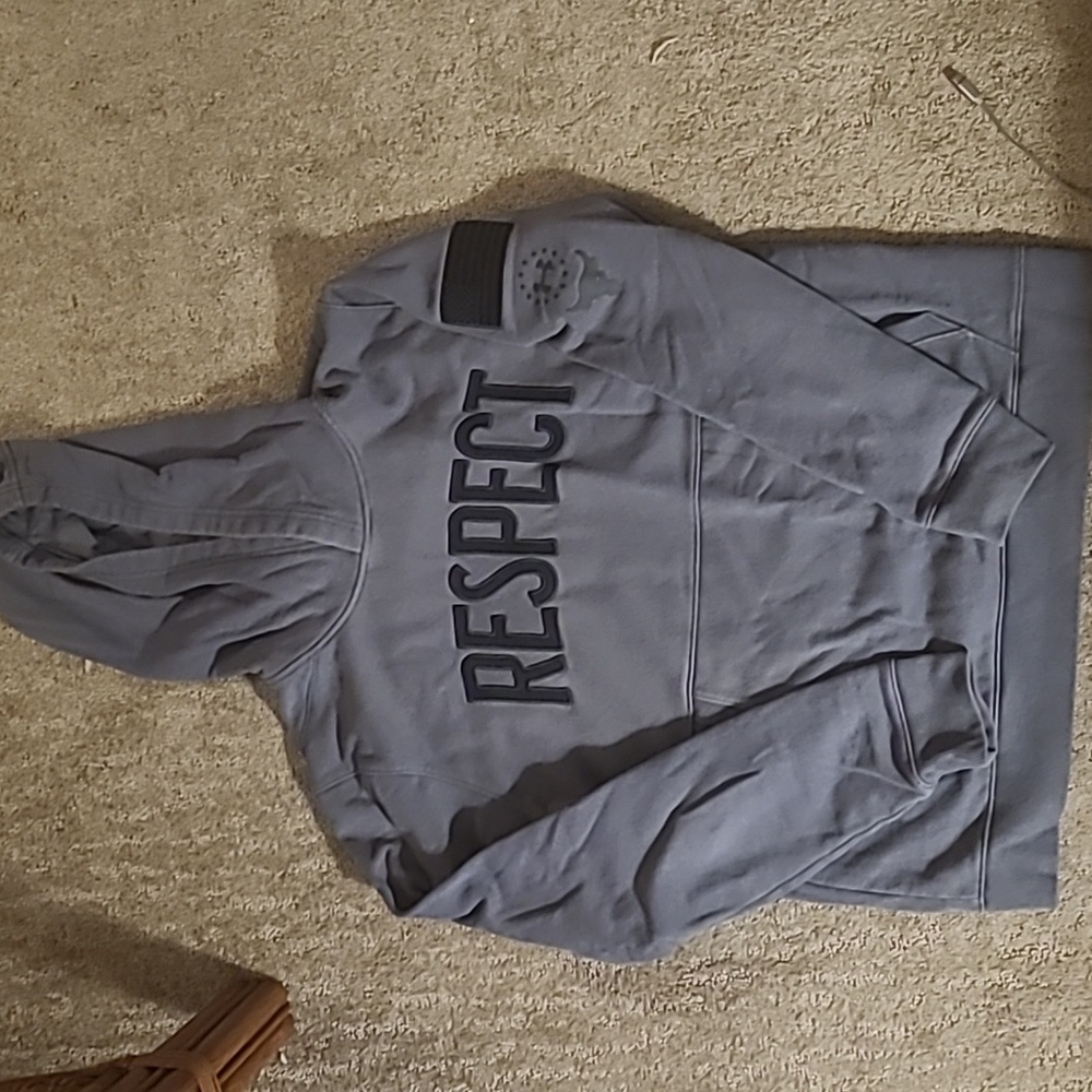 Mens Large Under Armour Project Rock Grey Hoodie Hooded Sweatshirt